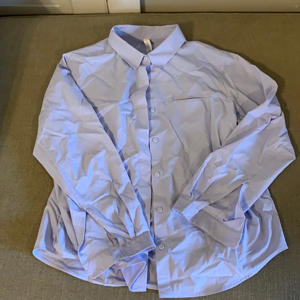 Lululemon lavender poplin/button down shirt size 12